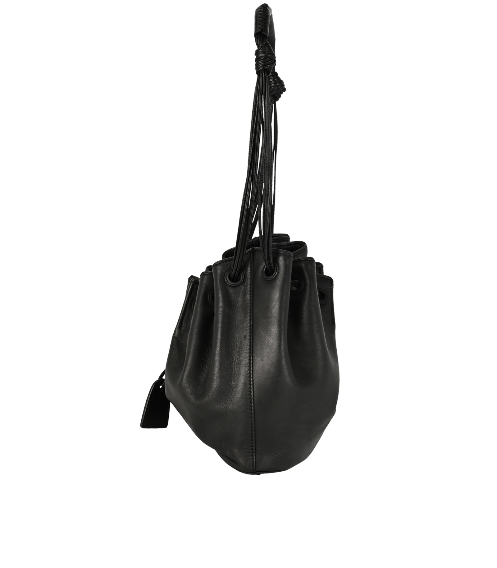 Drawstring Shoulder Bag, &pound;320, Handbags, Black, Leather, Bottom view